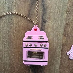 Rare Betsey Johnson Pink Oven Necklace